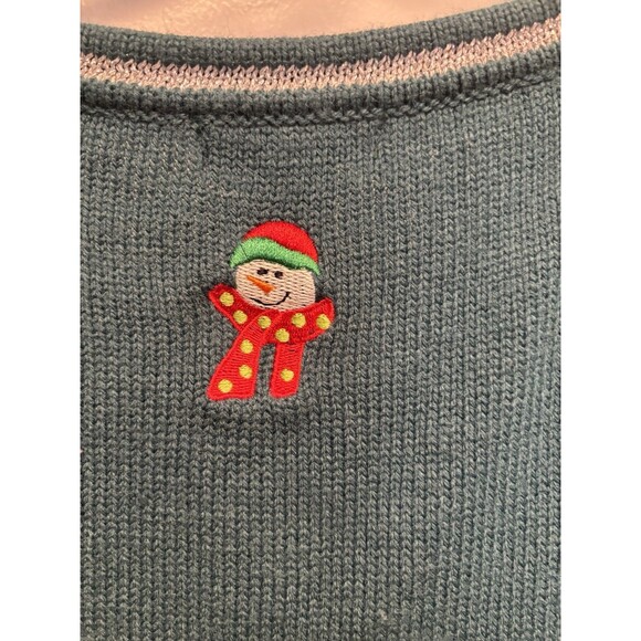 White Stag Vest XXL 18/20 Forest Green Snowman Christmas Button-Up Vtg Festive - Picture 2 of 8